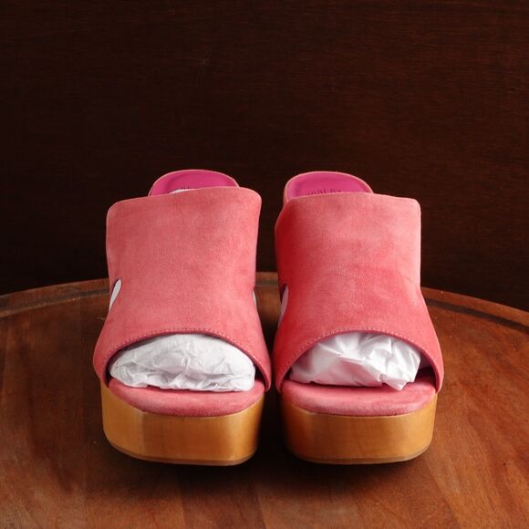 Charlotte Stone Pink Sandals with Wooden Platform - Picture 3 of 16